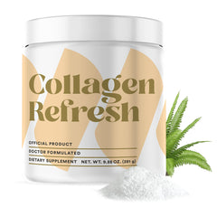 Collagen Refresh tub front showing premium powder for daily beauty support.