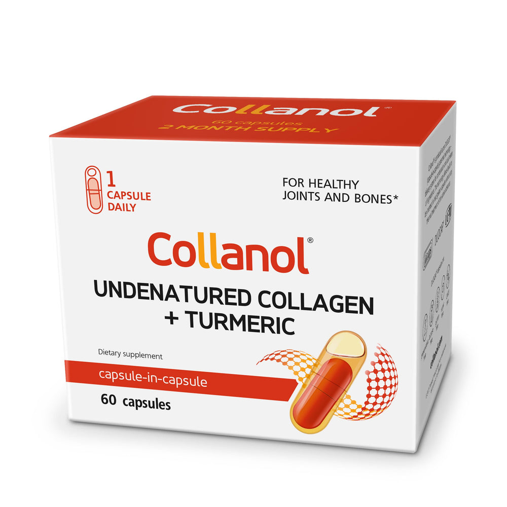 Collanol bottle cap close-up highlighting daily joint support formula