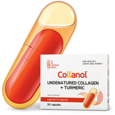 Collanol bottle with dual capsule delivery demonstrates convenient daily joint support on the go.