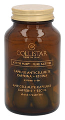 Bottle of Collistar Pure Actives anticellulite capsules shown for convenient routines.