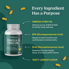 Morning routine with daily Omega-3 bottle on kitchen counter.