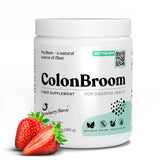 ColonBroom strawberry psyllium bottle shown for daily digestive support