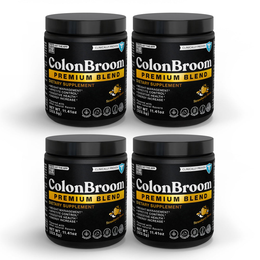 ColonBroom strawberry powder bottle for easy daily fiber intake.