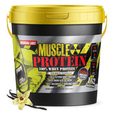 COLOSSAL LABS Vanilla Whey bucket shows 25g protein per serving for workouts.