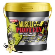 COLOSSAL LABS Vanilla Whey bucket shows 25g protein per serving for workouts.