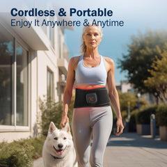 Comfytemp belt worn on the waist demonstrates adjustable, comfortable fit.