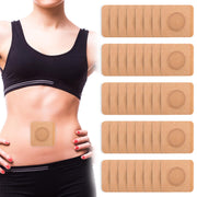 COMNICO castor oil pack wrap on belly button for a snug, mess-free application.