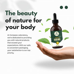 Compass Laboratory Iodine Liquid Drops label displays 50 ml supply