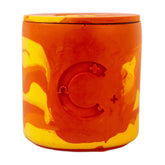 Complemen+ Fresh lemon orange candle in reusable Jesmonite jar showing bright citrus aroma