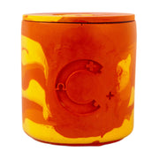 Complemen+ Fresh lemon orange candle in reusable Jesmonite jar showing bright citrus aroma