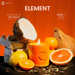 Complemen+ lemon-verbena-tangerine citrus blend close-up highlighting uplifting balance
