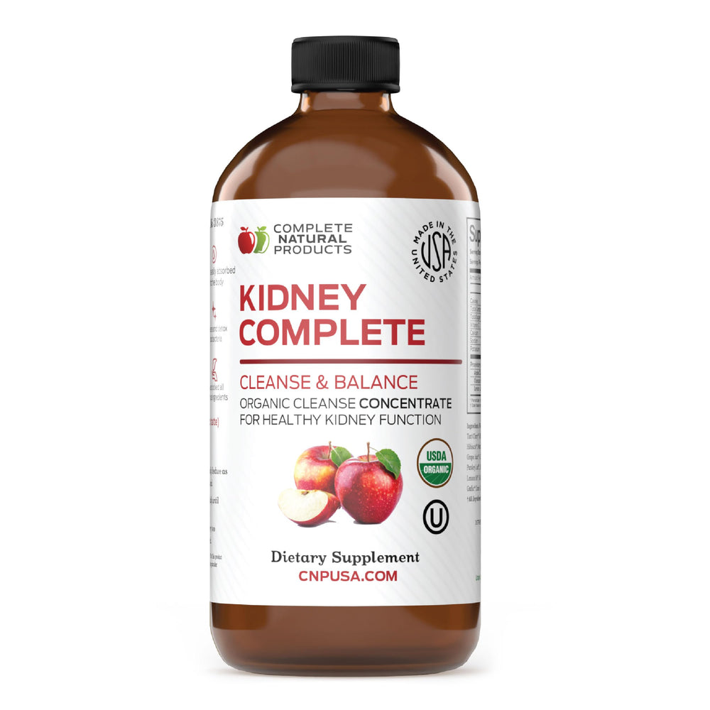 Complete Natural Products Kidney Complete bottle front view, showcasing liquid formula for daily kidney support.