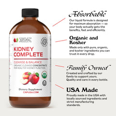 Complete Natural Products Kidney Complete pour shot showing easy-to-take liquid format for daily use.