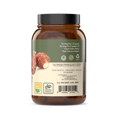 Complete Natural Products inulin capsules pills close-up, 520 mg per capsule.