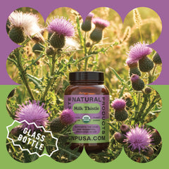 Complete Natural Products milk thistle capsules label with ingredients and purity details