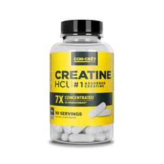 CON-CRET Creatine HCl capsules bottle showing convenient daily energy support