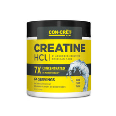 CON-CRET Creatine HCl powder tub shown for daily energy support
