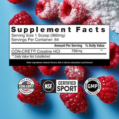 Raspberry CON-CRET Creatine HCl powder dissolving in water