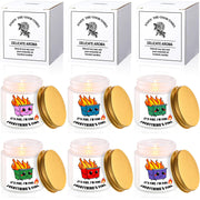 Conelist dumpster-fire candles six-pack on display for gifting and ambiance