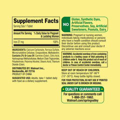 Convergence ferrous sulfate tablets label close-up showing ingredient details.