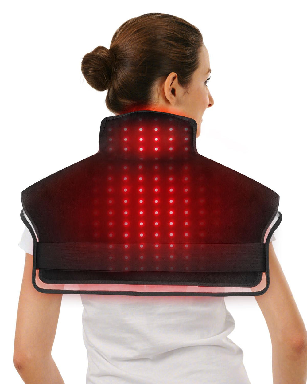 CooCoCo red light therapy pad focused on the neck for soothing warmth and relief.