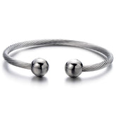 COOLSTEELANDBEYOND silver elastic magnetic bracelet worn daily