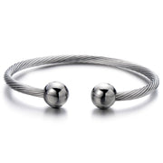 COOLSTEELANDBEYOND silver elastic magnetic bracelet worn daily