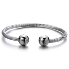 COOLSTEELANDBEYOND silver elastic magnetic bracelet worn daily