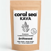 Coral Sea Kava powder in a glass jar for a smooth, calming ritual.