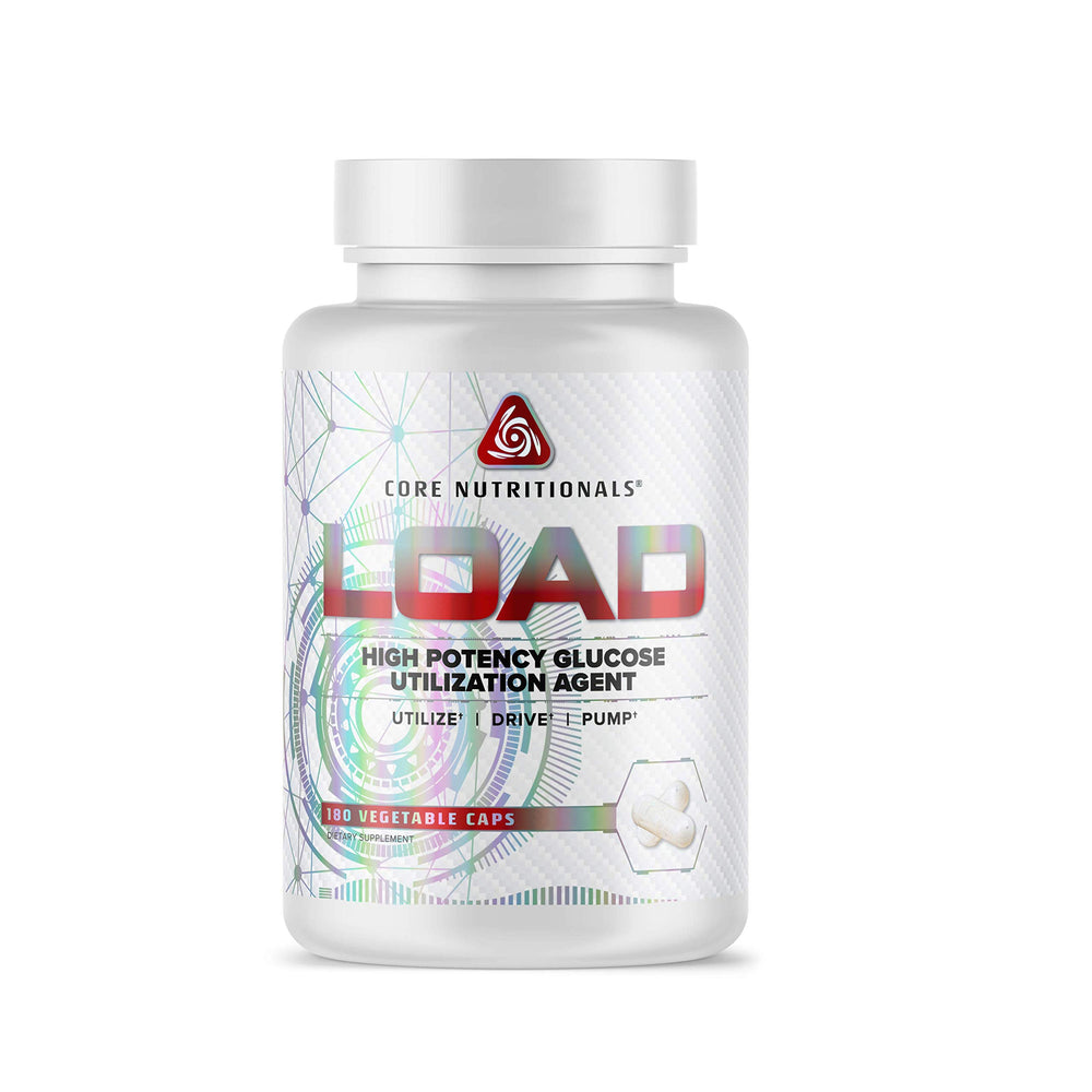 Core Load Platinum bottle front displaying a high-potency GDA formula for carbohydrate support.
