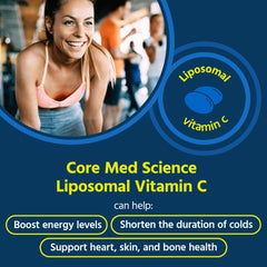 Core Med Science liposomal vitamin C 90 softgels on display for easy daily support