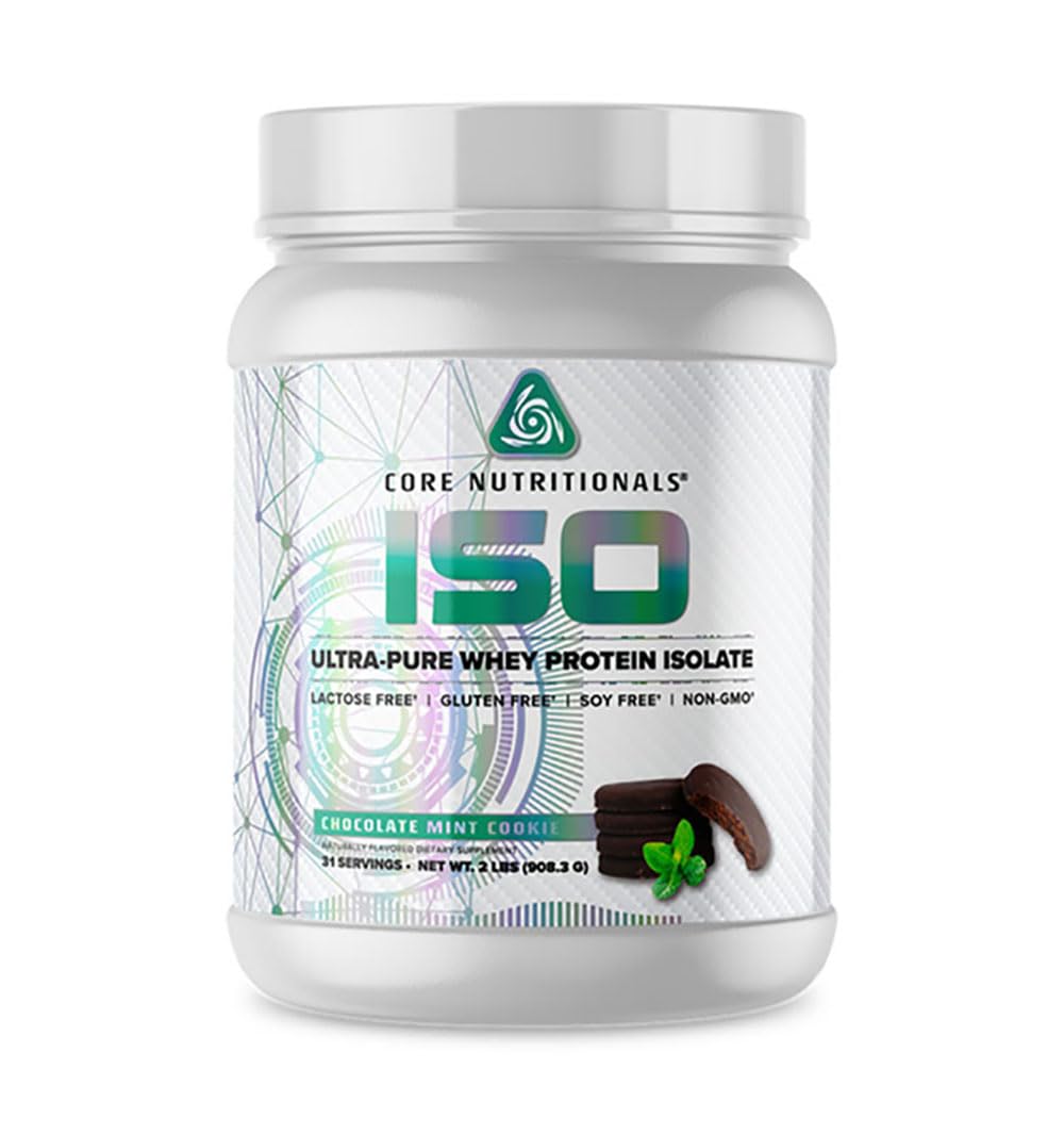 Core Nutritionals ISO whey protein bottle displaying 25g protein per serving for post-workout support