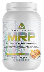 Core Nutritionals MRP bottle displaying Banana Nut Bread flavor for versatile meal replacement