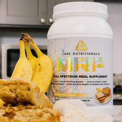 Core Nutritionals MRP shake poured into glass showing ready-to-drink energy