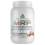 Core Nutritionals MRP scoop with Chocolate Caramel Candy Bar flavor for a quick meal substitute.