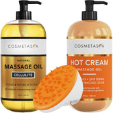 Cosmetasa cellulite massage oil bottle for targeted smoother skin on hips and thighs.