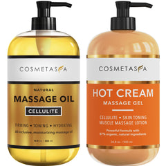 Cosmetasa cellulite oil bottle ready for daily firming and moisturizing