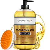 Cosmetasa cellulite oil with massager mitt bottle for easy application and deep moisturization.