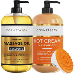 Cosmetasa hot cream bottle pour for warming massage prep.