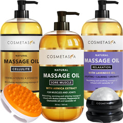 Cosmetasa lavender body oil bottle—calm, relaxing massage for daily self-care.