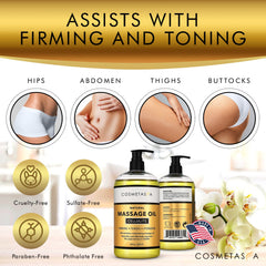 Cosmetasa skin tightening oil application on skin during massage.
