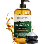 Cosmetasa sore muscle oil with roller enables easy, soothing self-massage.