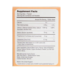 Cosmic Doctor Double C packet back with nutrition panel and 1500 mg per sachet.