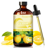 CosmicVeil Lemon oil bottle with dropper for easy, mess-free dosing in diffusers.