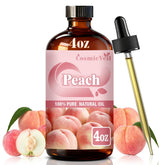 CosmicVeil Peach Essential Oil in amber bottle pour for precise, mess-free aroma diffusion.