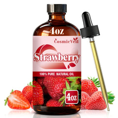 CosmicVeil Strawberry Essential Oil bottle with dropper for easy diffusing