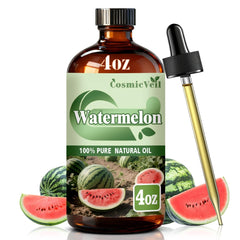 CosmicVeil Watermelon essential oil bottle with dropper for mess-free dosing and easy use.