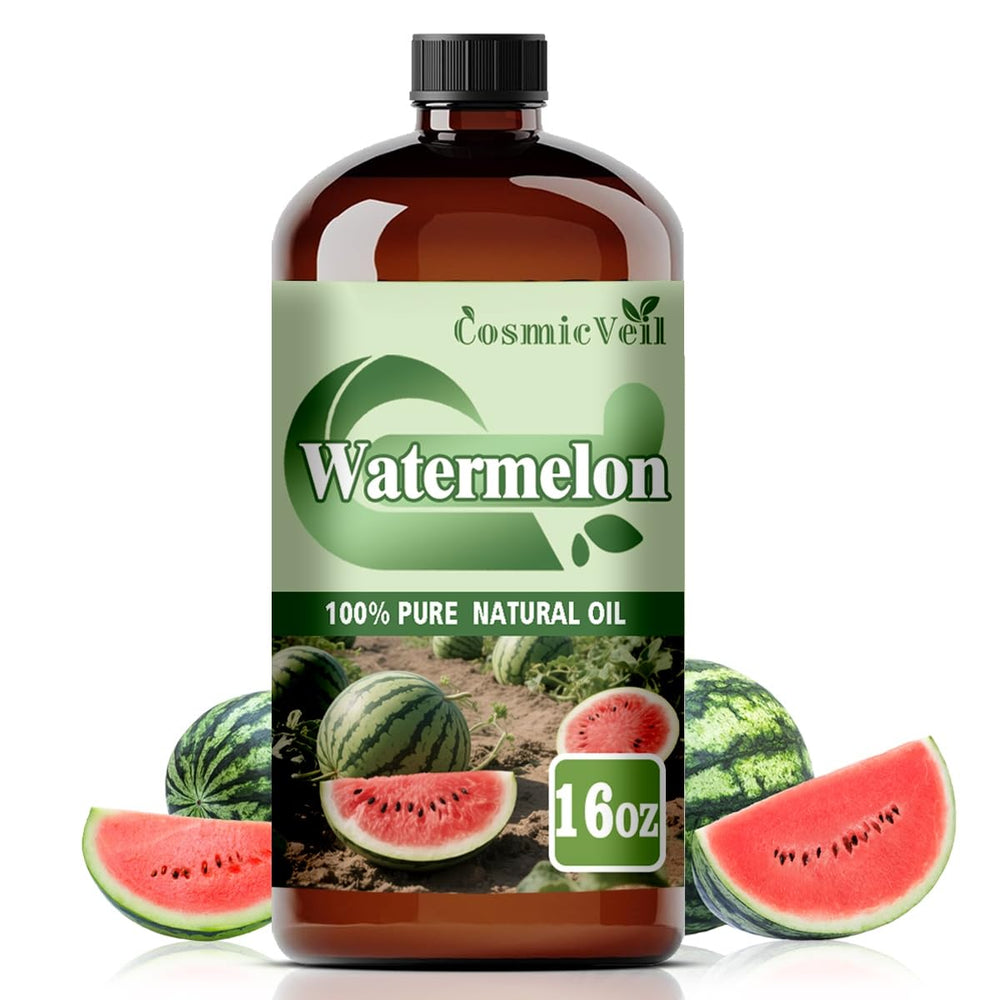 CosmicVeil Watermelon Essential Oil bottle viewed front for diffusing and DIY projects.