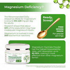 Cosynee magnesium glycinate 220mg powder scoop for easy precise dosing