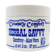 Country Comfort Comfrey Aloe Salve bottle for soothing minor skin irritations.